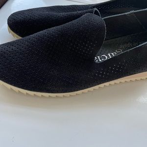 Pedro Garcia Christiane Black Suede Leather Perforated Slip On Shoes Size 9
